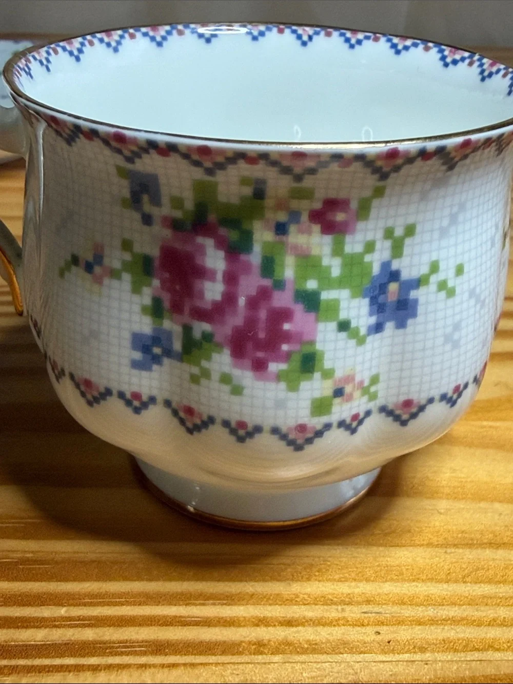 Vintage Royal Albert Petit Point Teacup & Saucer Set Fine Bone China England